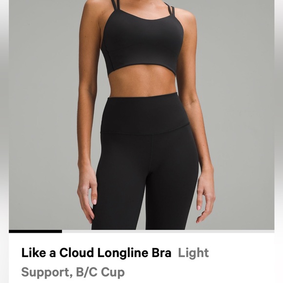 Lululemon Like a Cloud Long-Line Bra Sz6  B/C Black - Picture 4 of 6